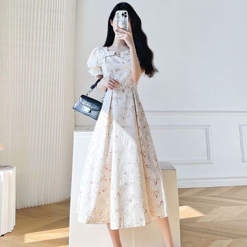 漫蒂薇旗袍裙改良版高档旗袍裙夏季独特超好看感碎花连衣子高端精致长