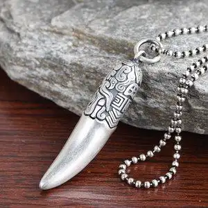 吊坠白玉狼牙玉坠天然玉石挂件男士项坠男款挂坠新品拍卖正品和田玉