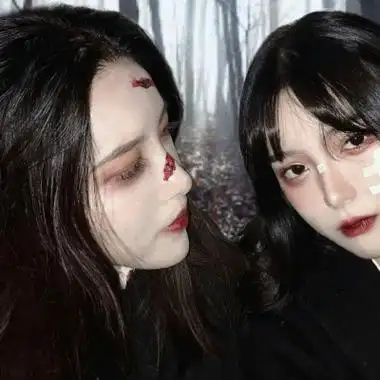 黑暗系闺蜜真人头像 一对两张的黑暗系闺蜜头像2人图片_女生头像_美头