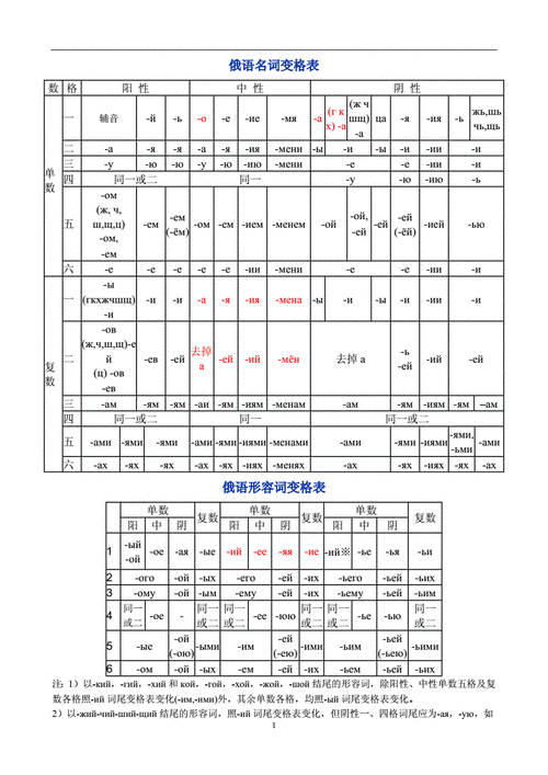 俄语名词代词变格表doc3页