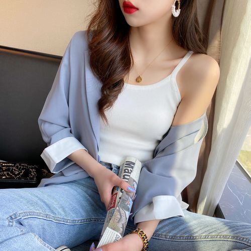 针织小吊带背心女夏季外穿韩版西装内搭打底衫网红性感无袖上衣潮