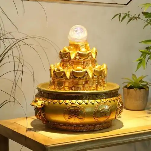 高档流水生财摆件招财喷泉装饰办公室聚宝盆八方来财开业礼品