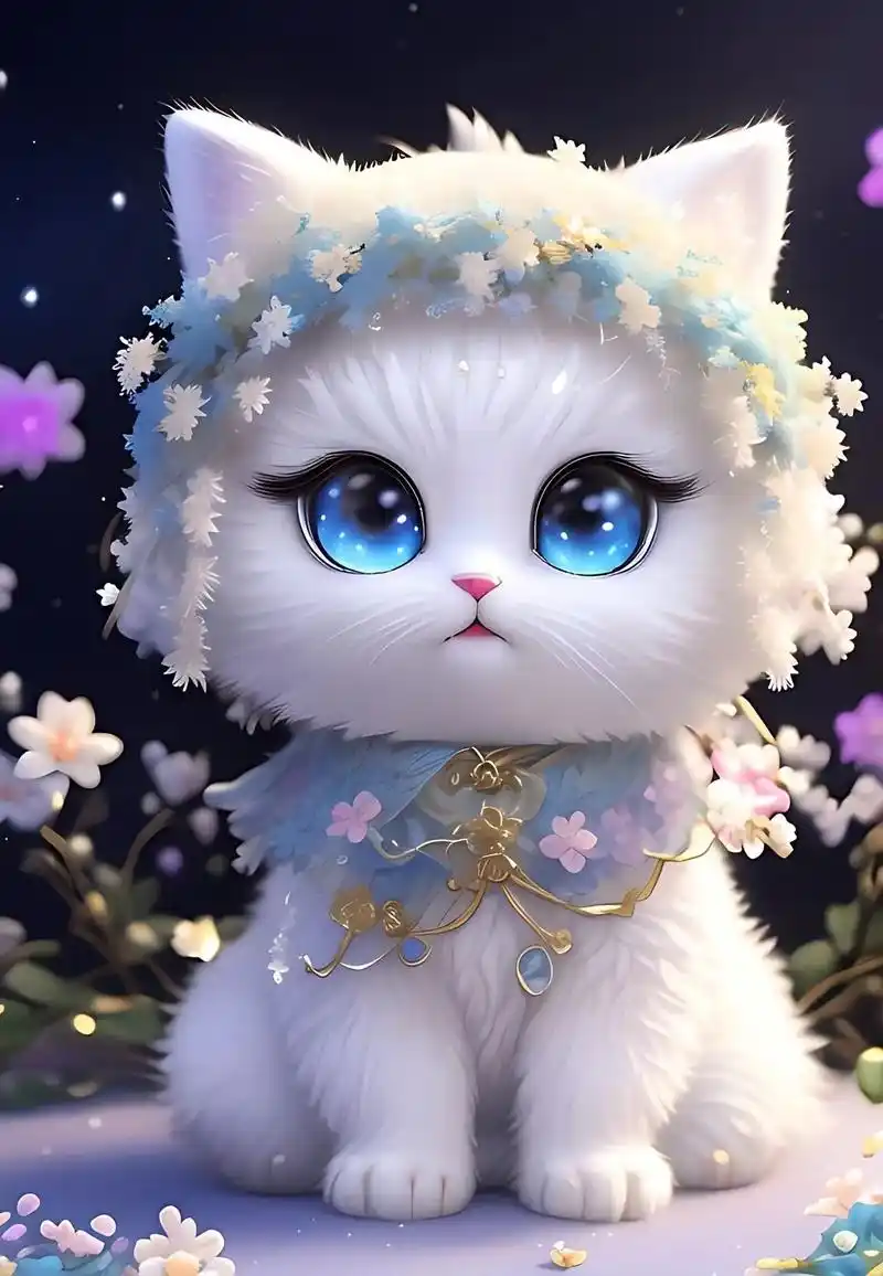 可爱的皮克斯风格的白色中国仙女猫咪.#高清壁纸 #可爱到爆炸 - 抖音