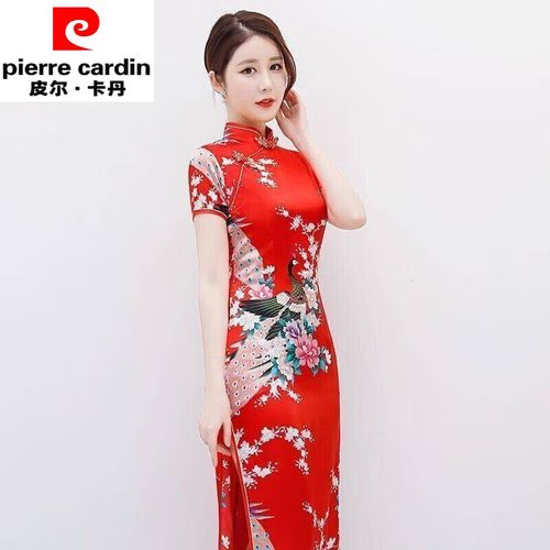 短袖旗袍裙走秀表演日常丝绸连衣裙夏天衣服女杭州真丝裙子舒服凉快