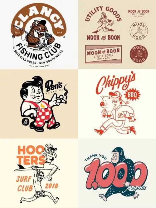 42个美式复古logo设计合集潮流趣味个性