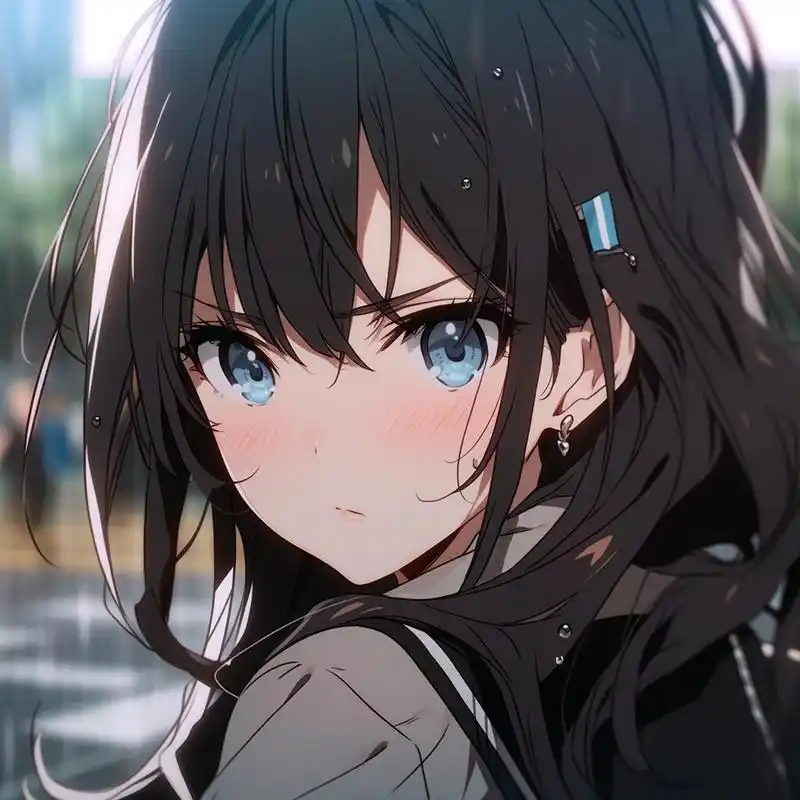 单马尾动漫女子高中生头像