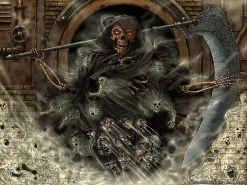 跪求"手拿镰刀的死神"纹身图,要大的在背上纹的,不要太复杂!