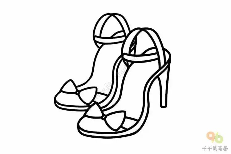 细跟凉鞋简笔画
