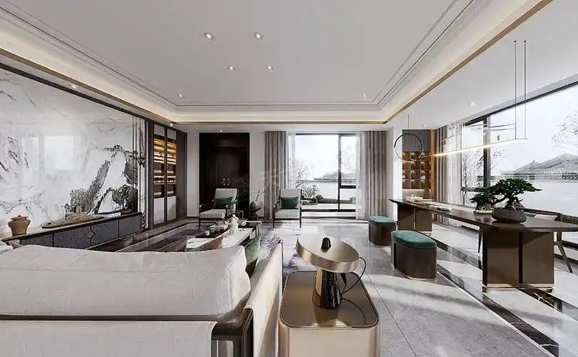 庆隆高尔夫云溪苑别墅装修,新中式轻奢混搭风设计图