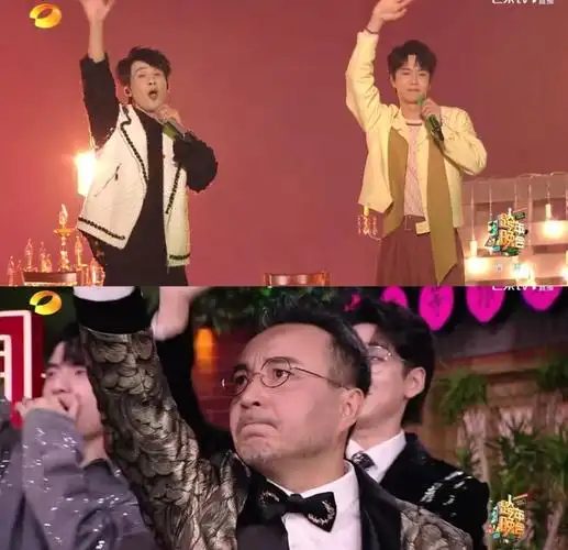 汪涵潸然泪下!王一博和大张伟一起合唱时,导播将镜头多次切给他