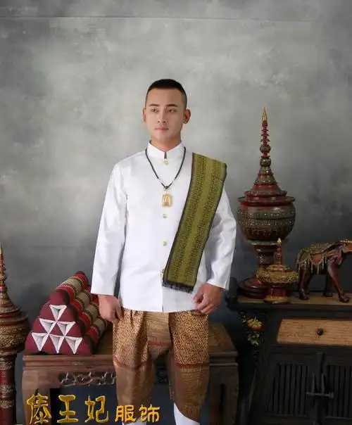 泰国传统民族服装傣族男装泰式活动影楼写真拍照民族服装