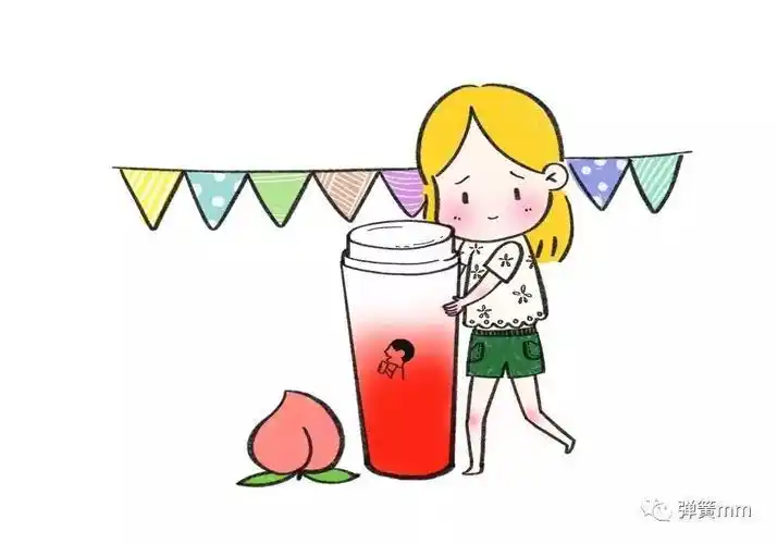 喝饮料小女孩简笔画