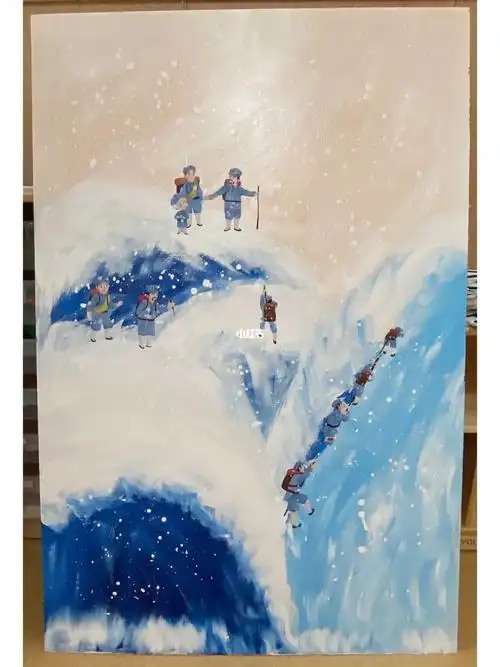 幼儿园运动会红色记忆翻越大雪山展板拼贴画