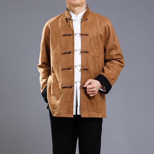 省10元 高档春秋唐装男士长袖外套纯棉双面穿大码休闲中国风男装上衣
