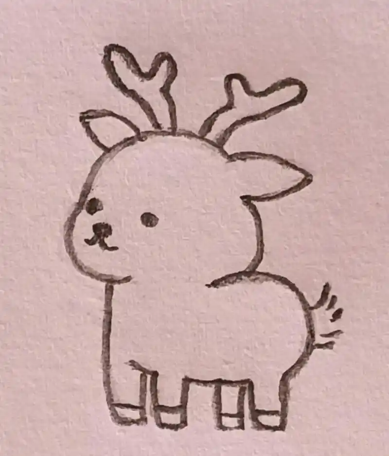 临摹@小贝简笔画(小红书) #小鹿#可爱 #简笔 - 抖音