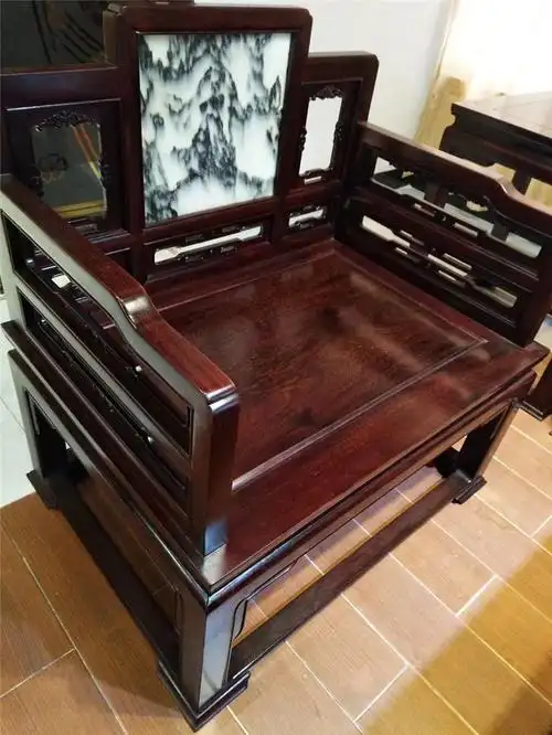 红木家具红木沙发新中式非洲小叶紫檀赞比亚血檀云石沙发八件套