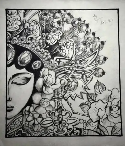 黑白画图片大全戏子水粉戏子画图片大全国粹图片画