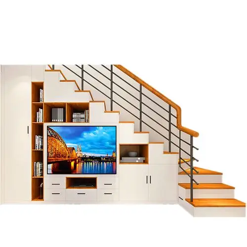 复式整体定制楼梯电视柜组合衣柜小户户型公寓整体楼梯