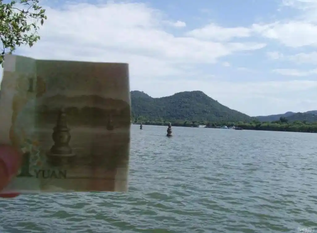 一元人民币背景图案打卡#杭州西湖风景区 - 抖音