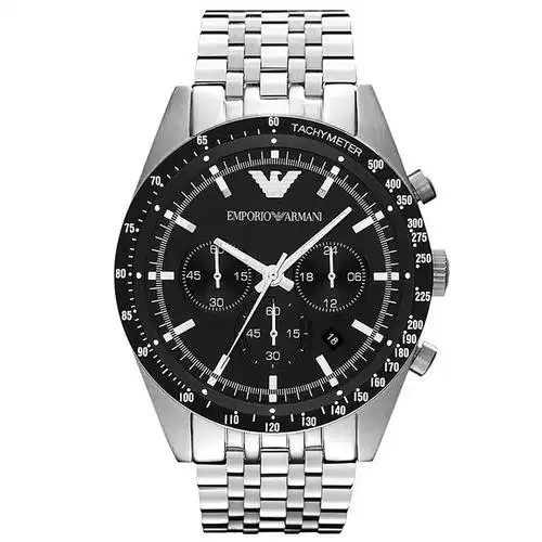 阿玛尼emporioarmani手表欧美品牌简约时尚男士石英表ar5988黑盘银带