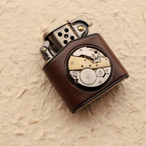 精致创意煤油打火机手工牛皮机身重磅机械朋克煤油打火机