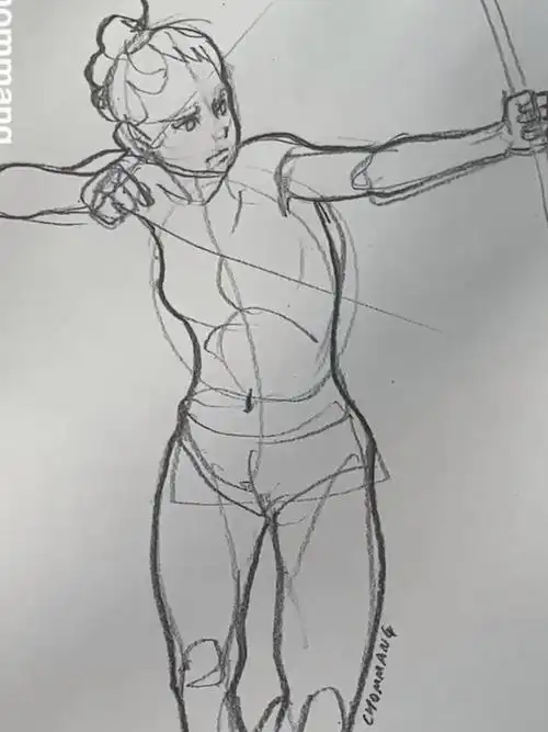 人物动态速写练习- 射箭