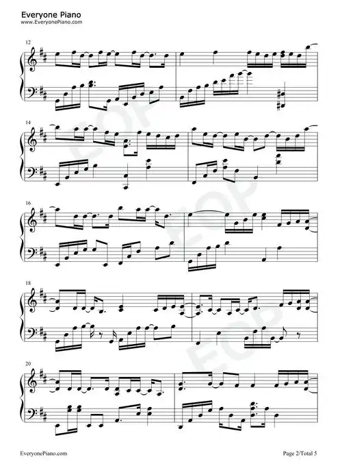 夏天的风-温岚五线谱预览2-钢琴谱文件(五线谱,双手简谱,数字谱,midi