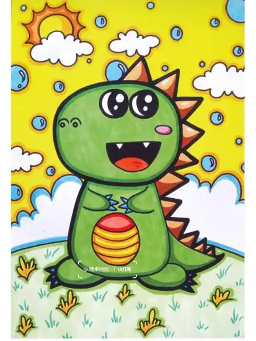 马克笔儿童画 恐龙03简笔画