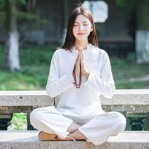 加厚居士瑜伽套装打坐坐禅修服女佛系秋冬禅意上衣