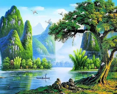 山水风景简笔画大全沙滩大树3-图片欣赏中心