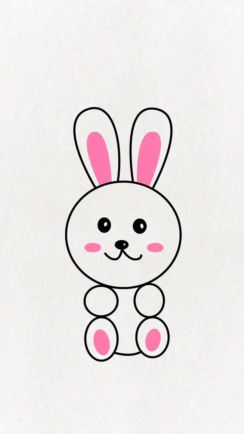 教你用一个圆画可爱的小兔子