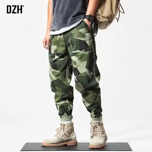 男士迷彩裤男韩版潮流百搭长裤潮牌裤子秋季哈伦裤宽松直筒休闲裤