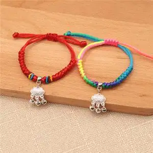 端午节五彩绳长命锁手链儿童宝宝婴儿手工编织红绳手链