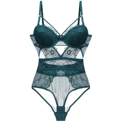 欧美性感绑带连体衣女可外穿蕾丝聚拢紧身镂空情趣内衣内裤