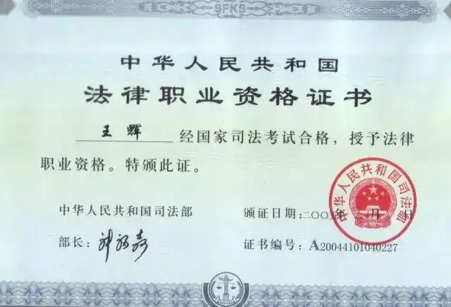 2004年通过司法考试获得法官,检察官,律师,公证员初任资格,2005年到北