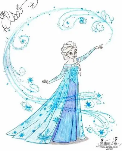 漂亮的艾莎女王冰雪奇缘艾莎儿童画图片欣赏