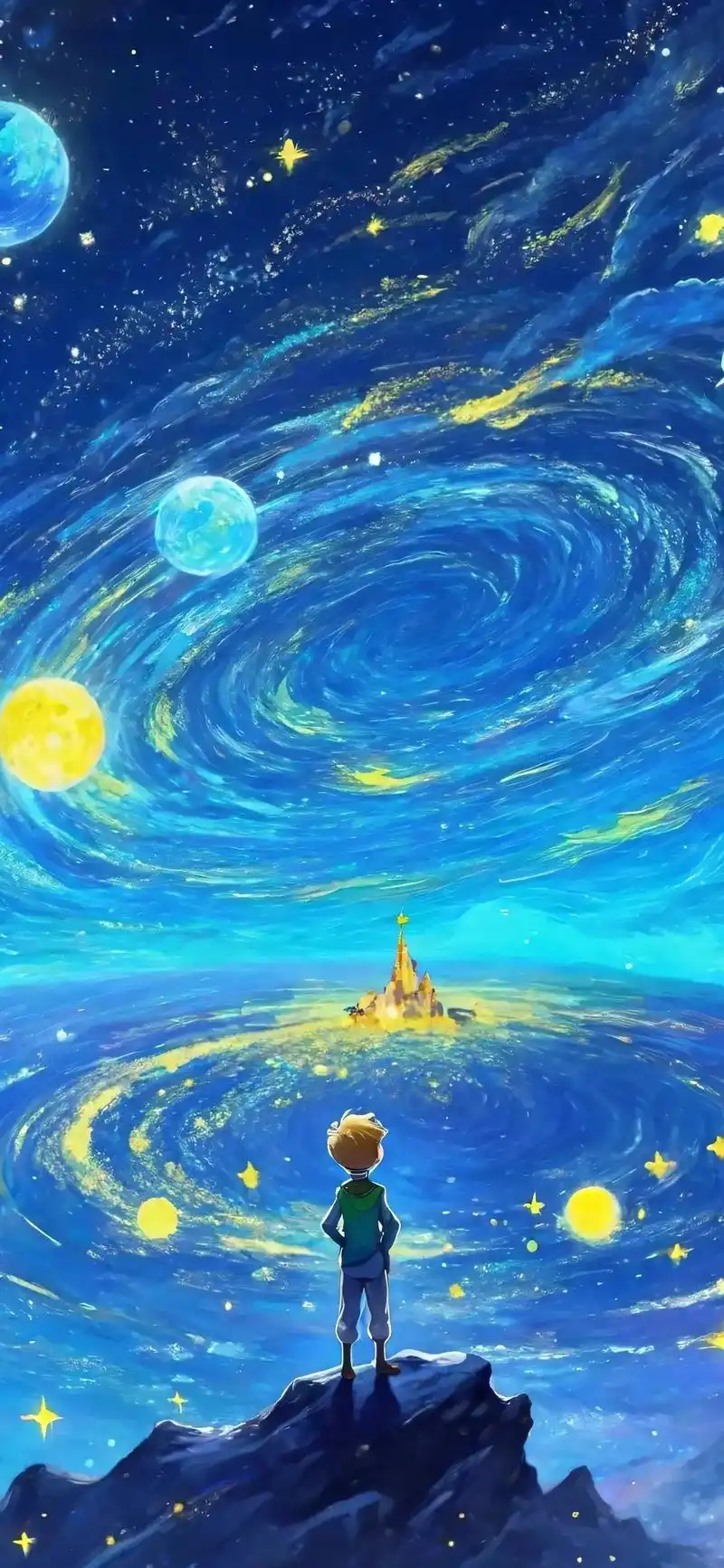 壁纸分享,小王子遇上梵高的星空,梦幻且唯美