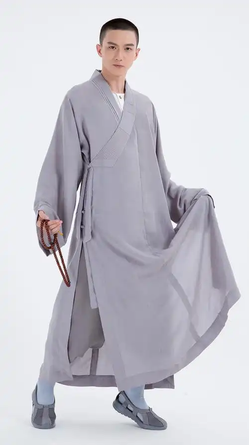 僧服棉麻出家人和尚衣服僧服长褂男女禅修和尚服春夏四季大褂蓝色僧衣