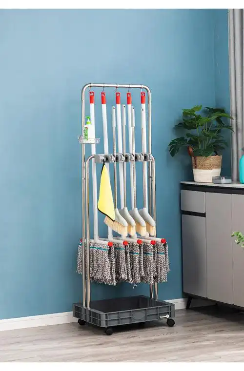 可移动拖把架落地式扫把墩布挂架拖布架子学校卫生清洁收纳工具