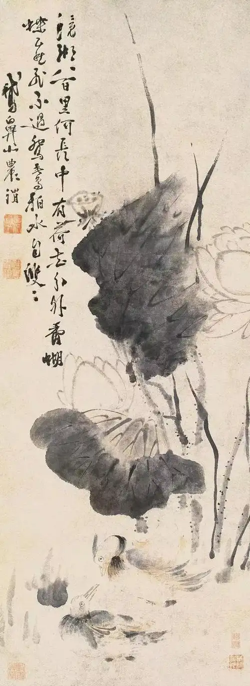 书画名家明朝狂人徐渭的水墨荷花