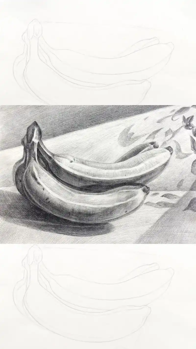 素描香蕉.#图文  #素描静物  #零基础学画画 #手绘 # - 抖音