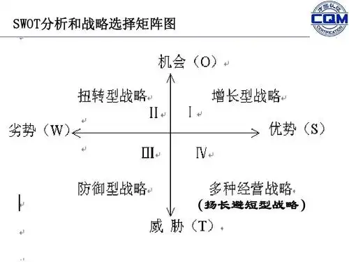swot分析和战略选择矩阵图 (扬长避短型战略)