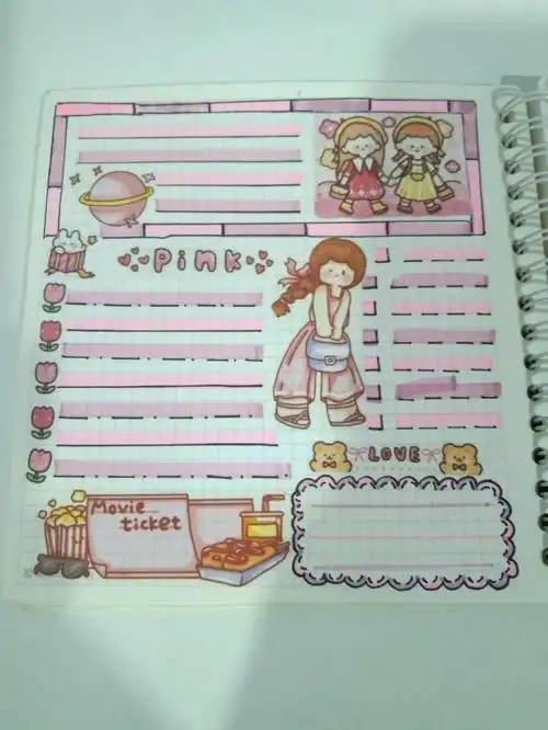 今日份粉色系手帐