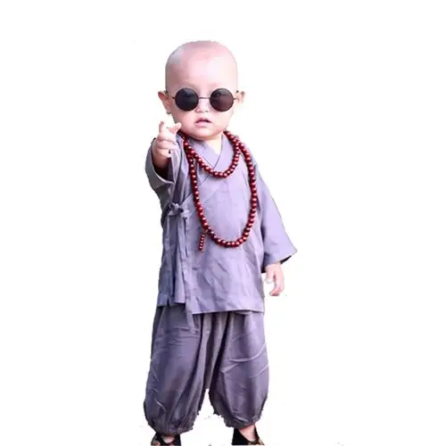 抖音同款小和尚服装男童僧袍夏季套装薄宝宝拍照摄影服儿童搞怪服