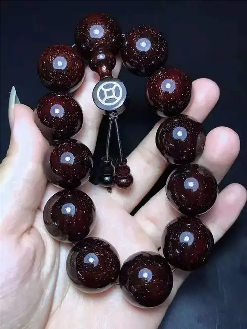 文玩小紫叶檀手串满天星满金星老料紫叶檀手链密度大油性足配饰