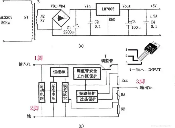 利用lm7805设计一个输出为 5v的直流稳压电源
