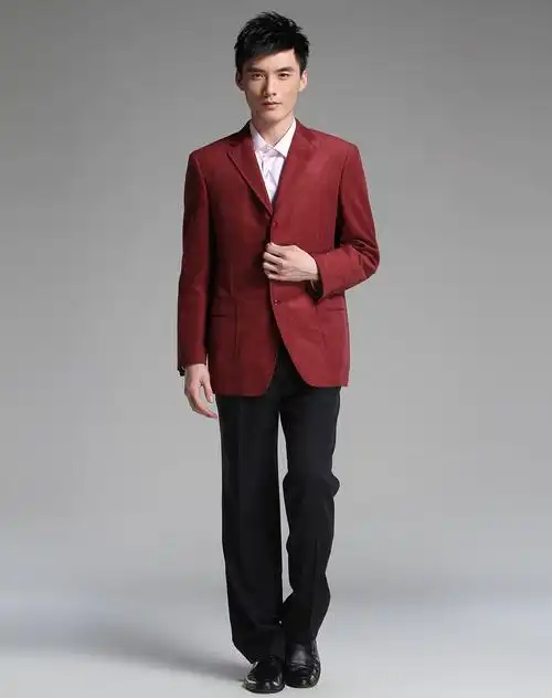 暗红色条纹时尚长袖西服