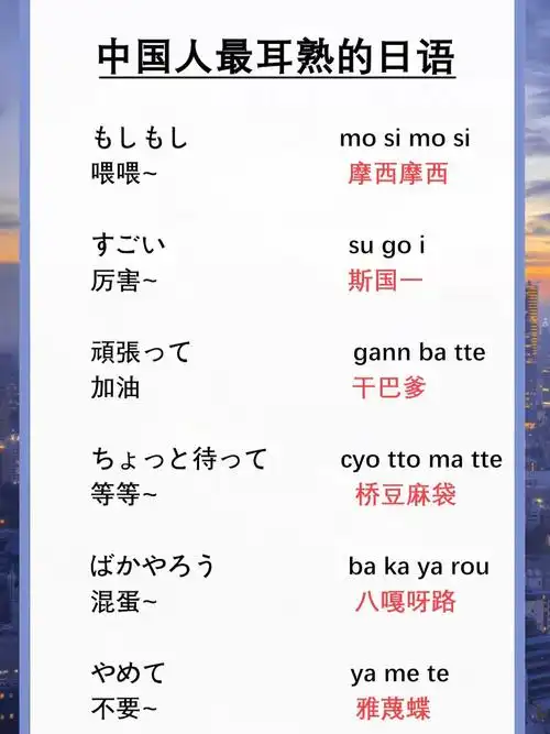 中国人最耳熟的日语你都会几个