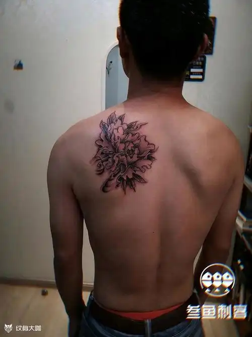 后背牡丹_纹身图案手稿图片_叁鱼刺客的纹身作品集