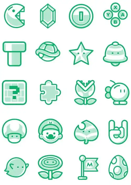 绿色的超级玛丽游戏图标大全psd素材